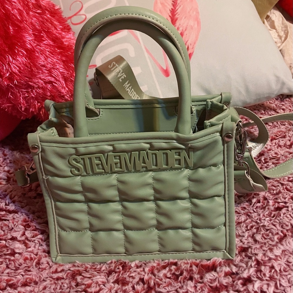 Steve Madden Niko Quilted Olive Green Handbag - 2 Crossbody Straps BNIKO
